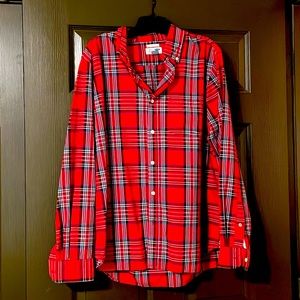 Red plaid long sleeve shirt.
